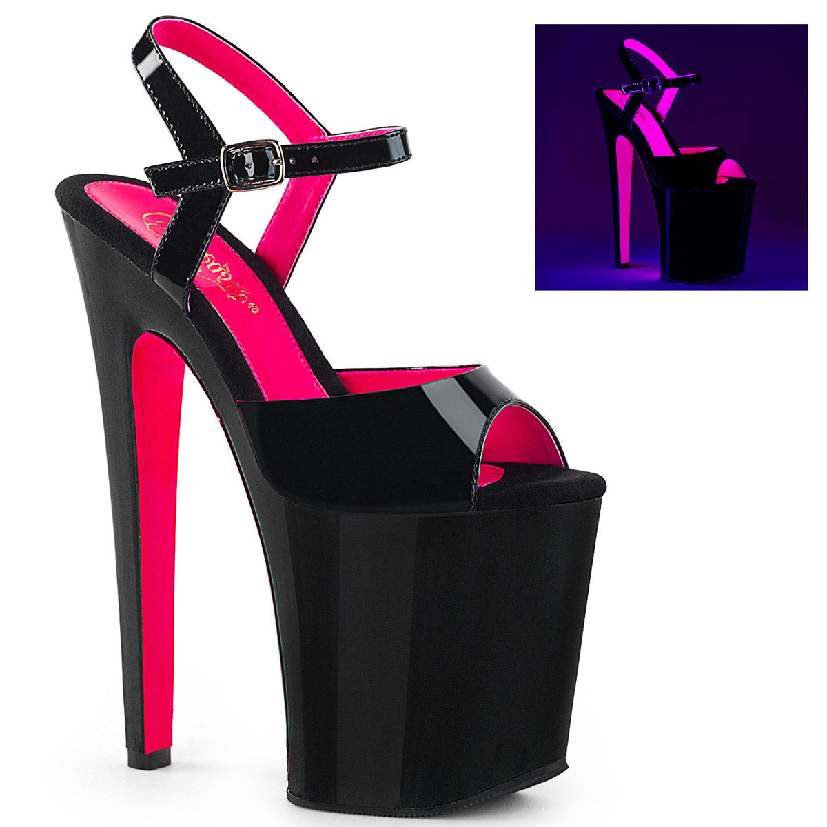 8" Heel, 4" PF Two Tone Ankle Strap Sandal Pleaser Pleaser XTREME/809TT Main image