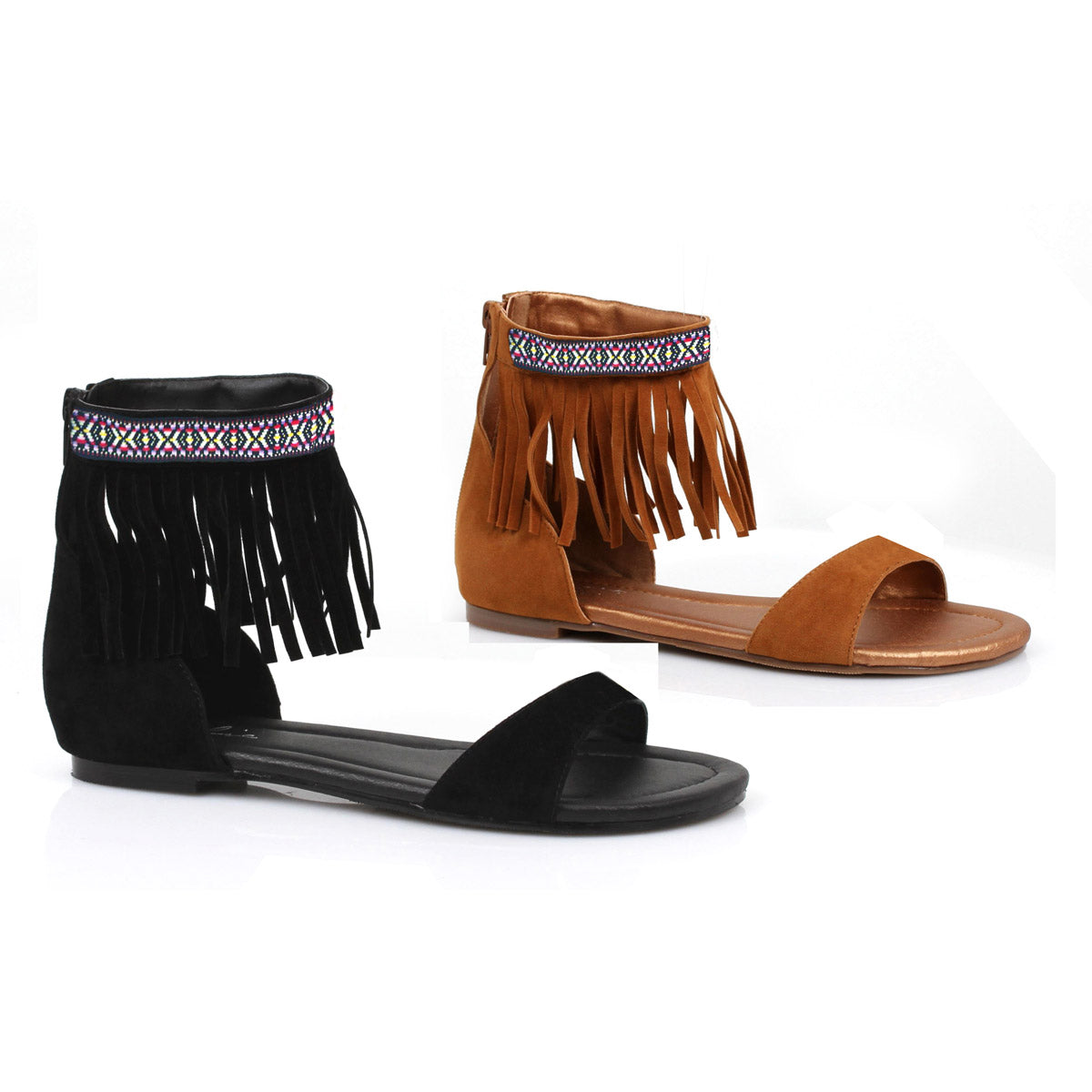 Native American Open Toe Fringe Sandals Ellie  015/HENA