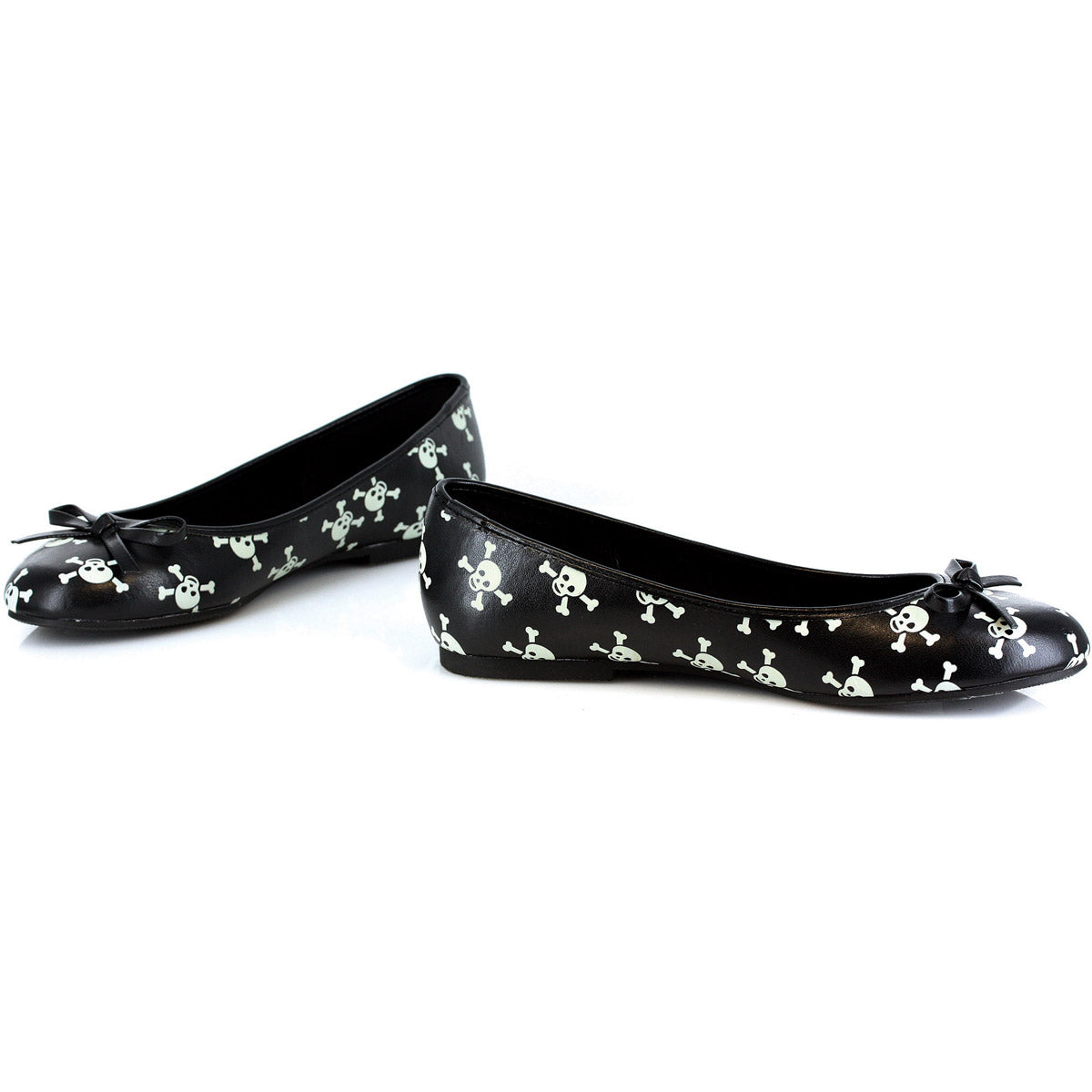 Glow In The Dark Skull Crossbones Ballet Flats Ellie  016/CROSSBONES