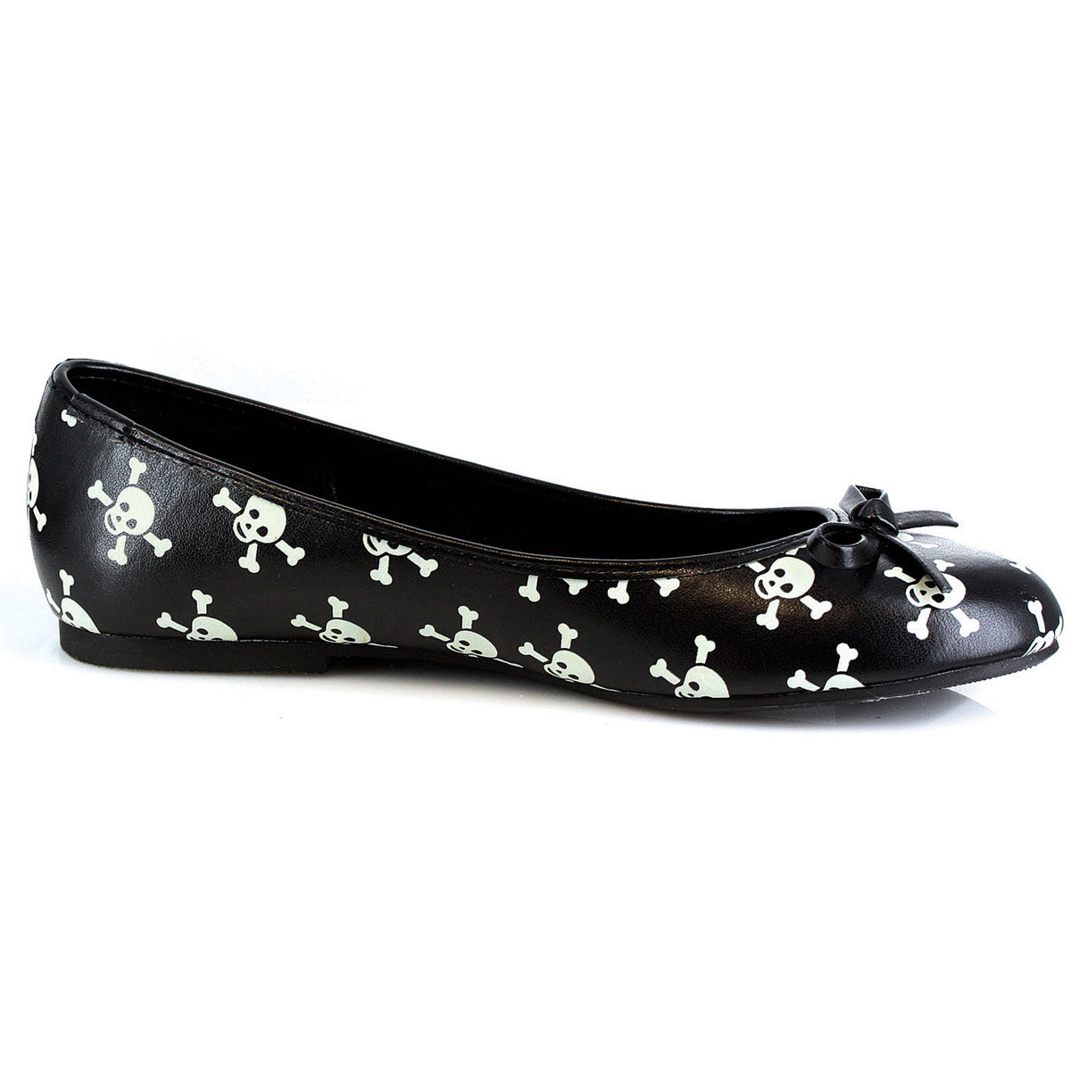 Glow In The Dark Skull Ballet Flat. Women Ellie ELLIE 016/CROSSBONES