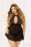 Babydoll High Neck Strappy Criss Cross Waistband Lingerie Adult Women Plus Size Seven til Midnight  10867X