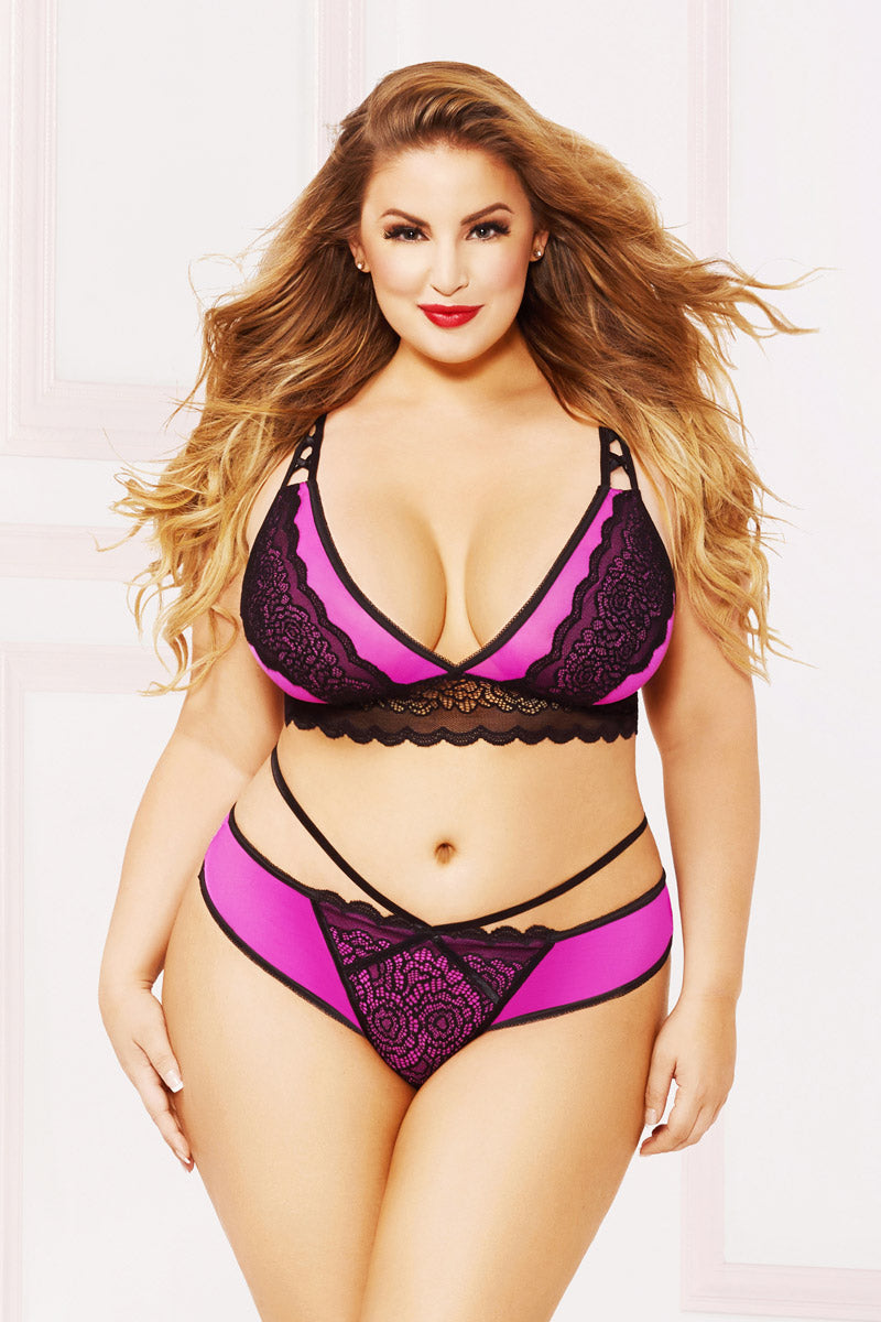 Sexy Hot Lace Mesh Thong Strappy Detail Panties Lingerie Adult Women Plus Size Seven til Midnight  10884X
