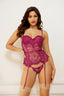 Two Piece Eyelash Lace Bustier And Panty Set Seven til Midnight  11318