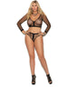 Long sleeve fence net cami top with zip front and matching booty shorts. Elegant Moments  1335Q