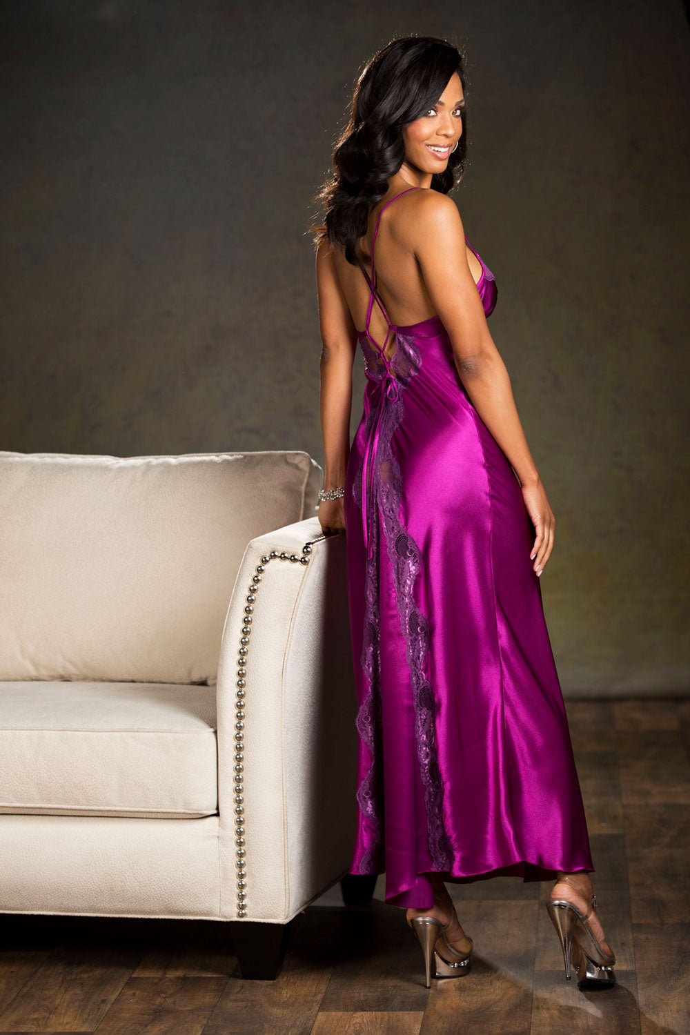 CHARMEUSE AND LACE LONG GOWN Shirley of Hollywood  20300