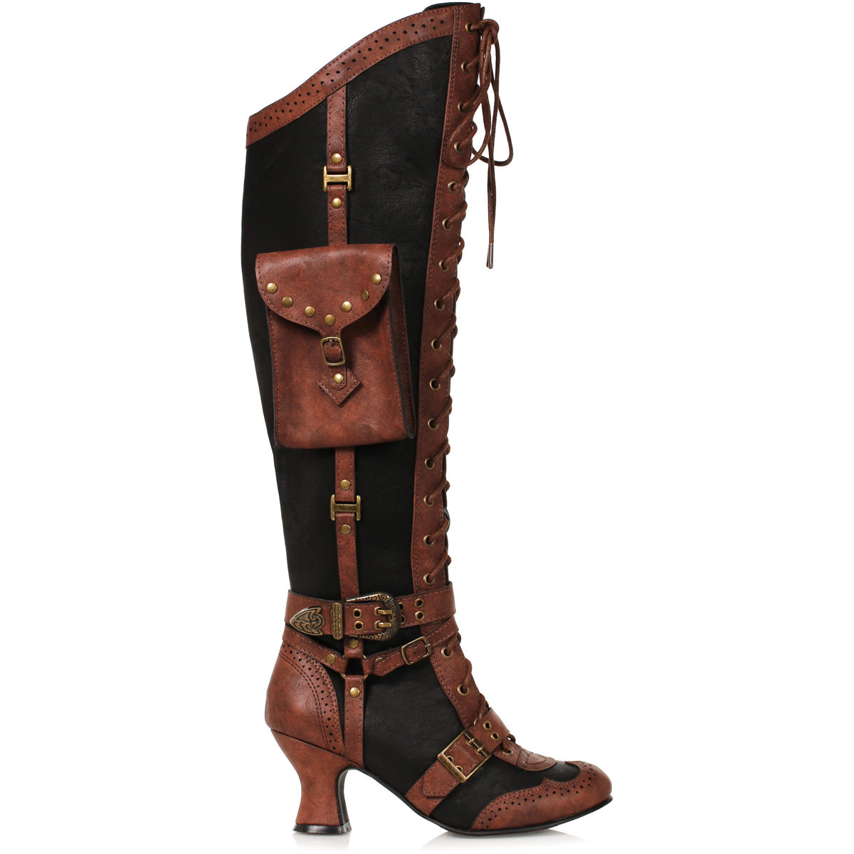 Ellie Women's 2.5 Heel Steampunk Knee High Boots with Pouch Secondary image