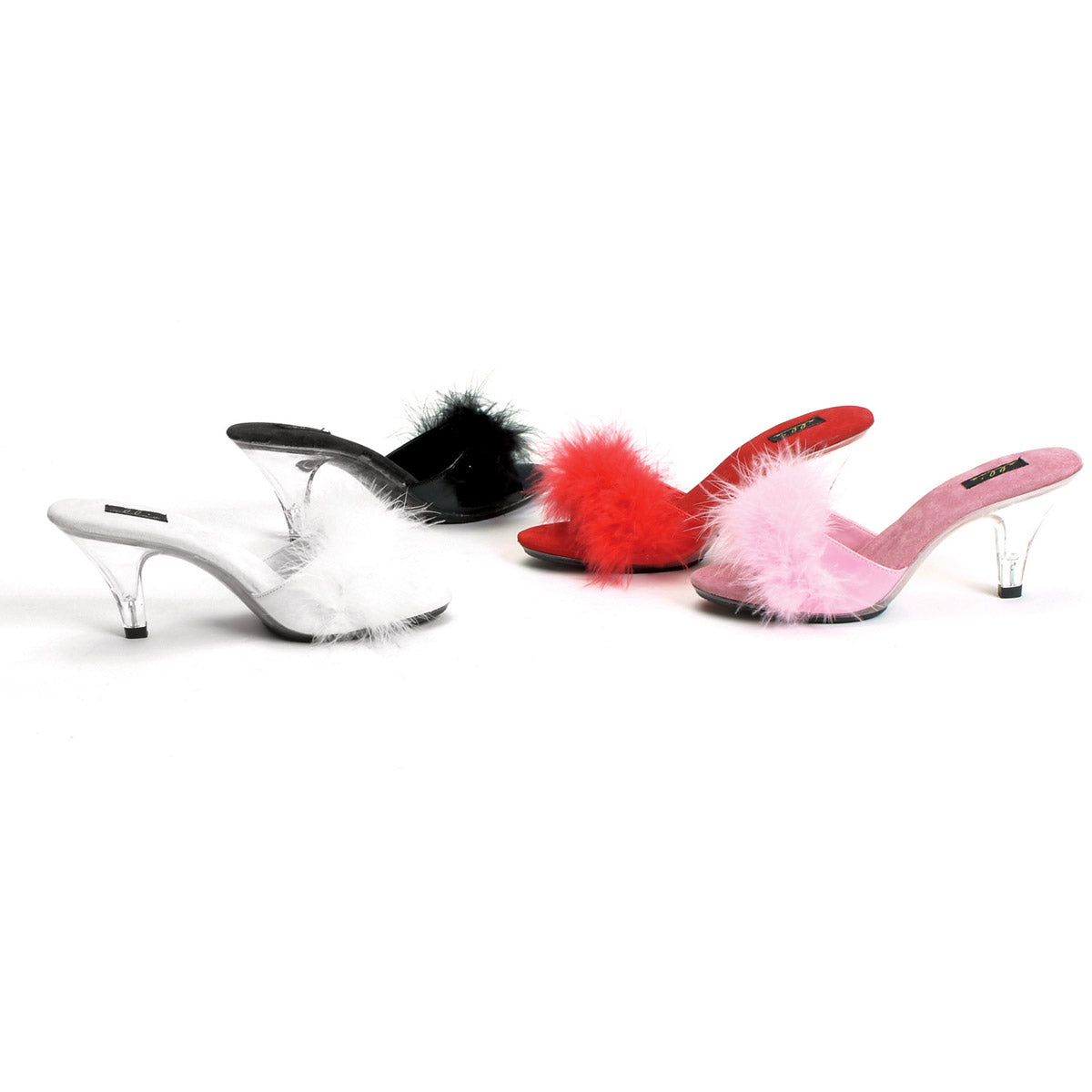 Marabou Mid Heel Mule Slippers Ellie  305/SASHA