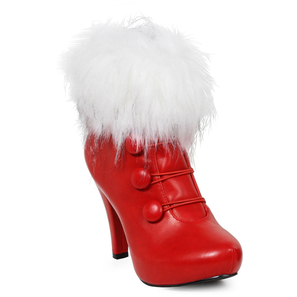 4" Womens Bootie with Faux Fur Ellie  414/CLAUS/RED Main image