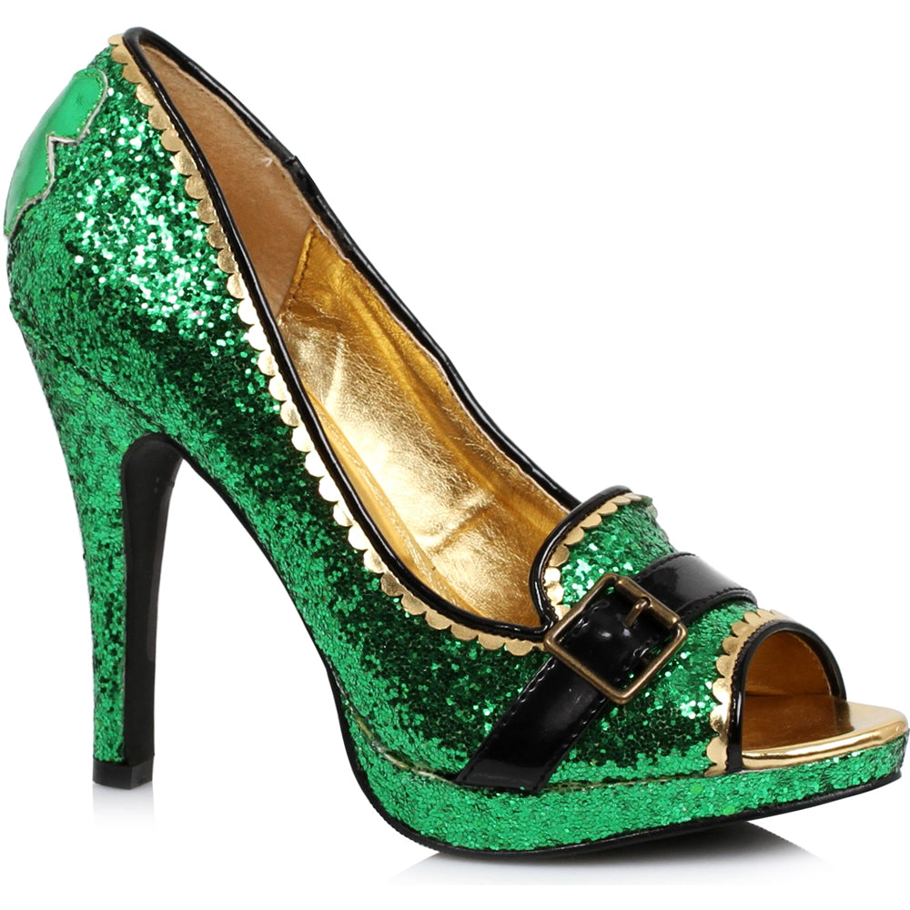 4" Heel Green Glitter  Peep-Toe Pump. Ellie ELLIE 414-PATTY