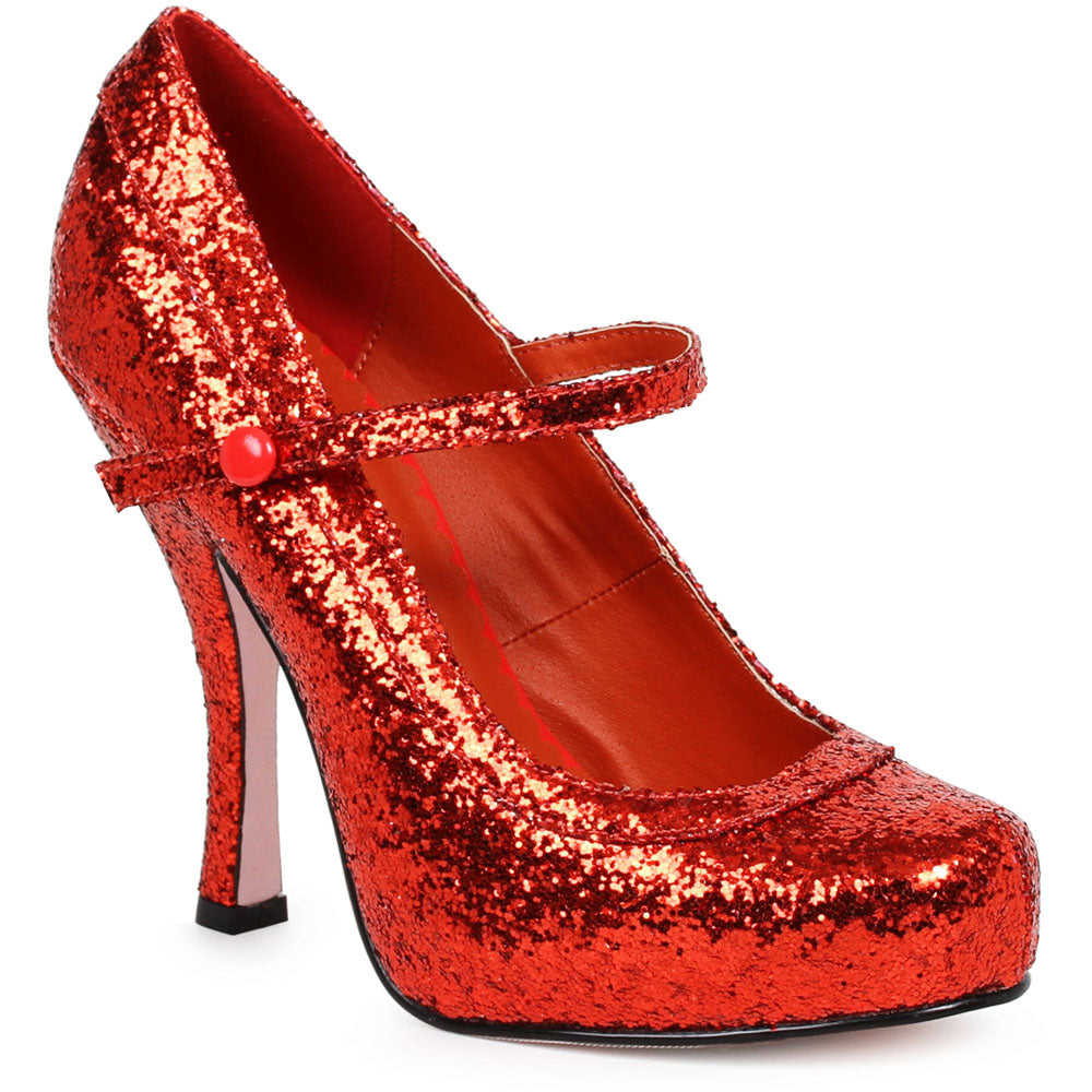 4" Glitter Mary Jane With 1"Concealed Platform. Ellie  423/CANDY/REDG