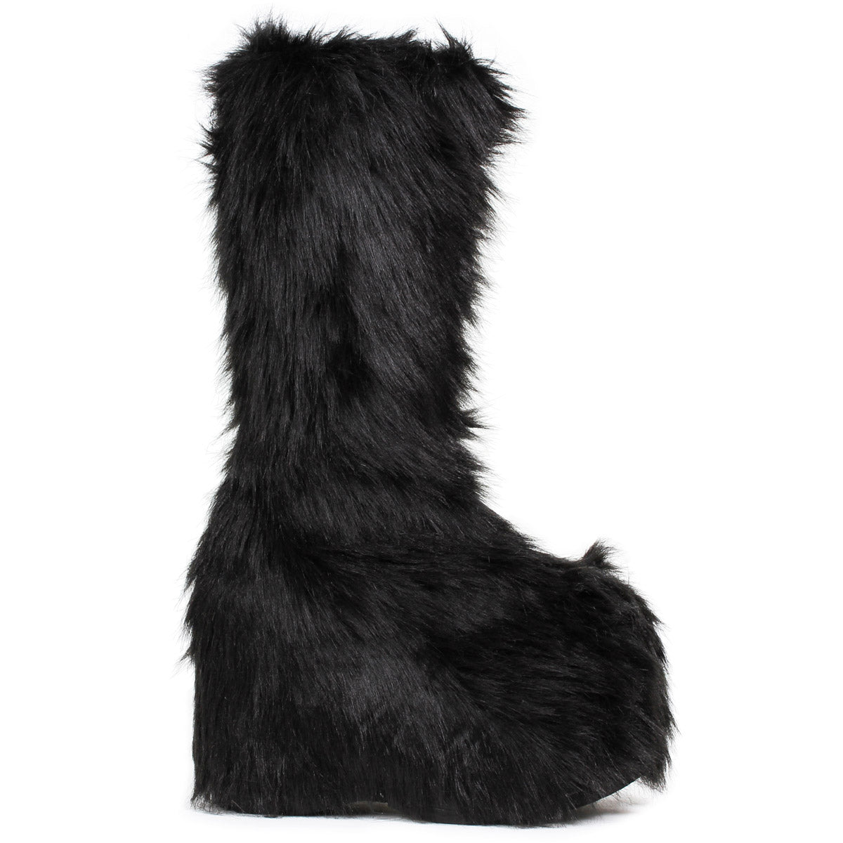 5" Chunky Heel Platform Boot with faux fur. Ellie  500/FUZZ/BLK Main image