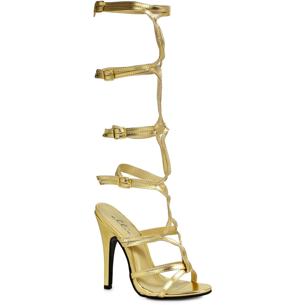 5 Heel Knee High Strap Up Sandal. Ellie  510/SEXY/PC/GLD Main image