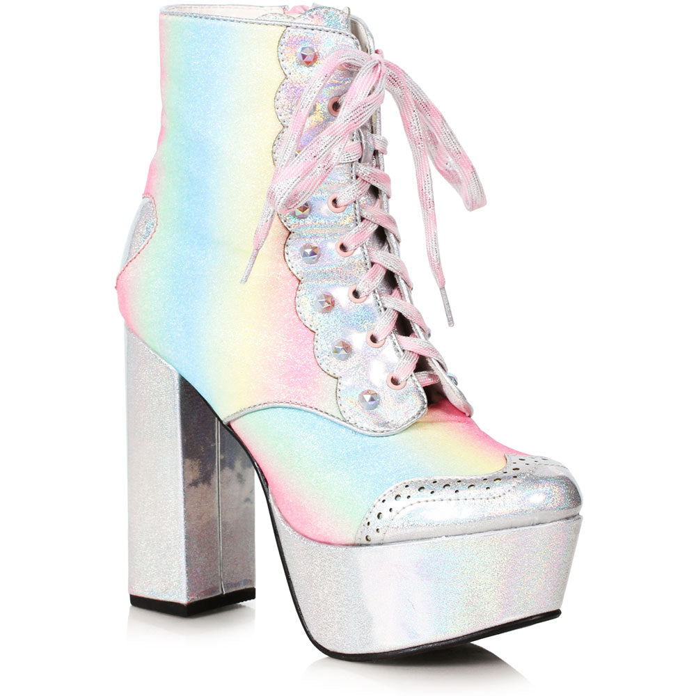 Bellini Women's 5-Inch Heel Platform Lace-Up Ankle Boots with Heart Detail Secondary image