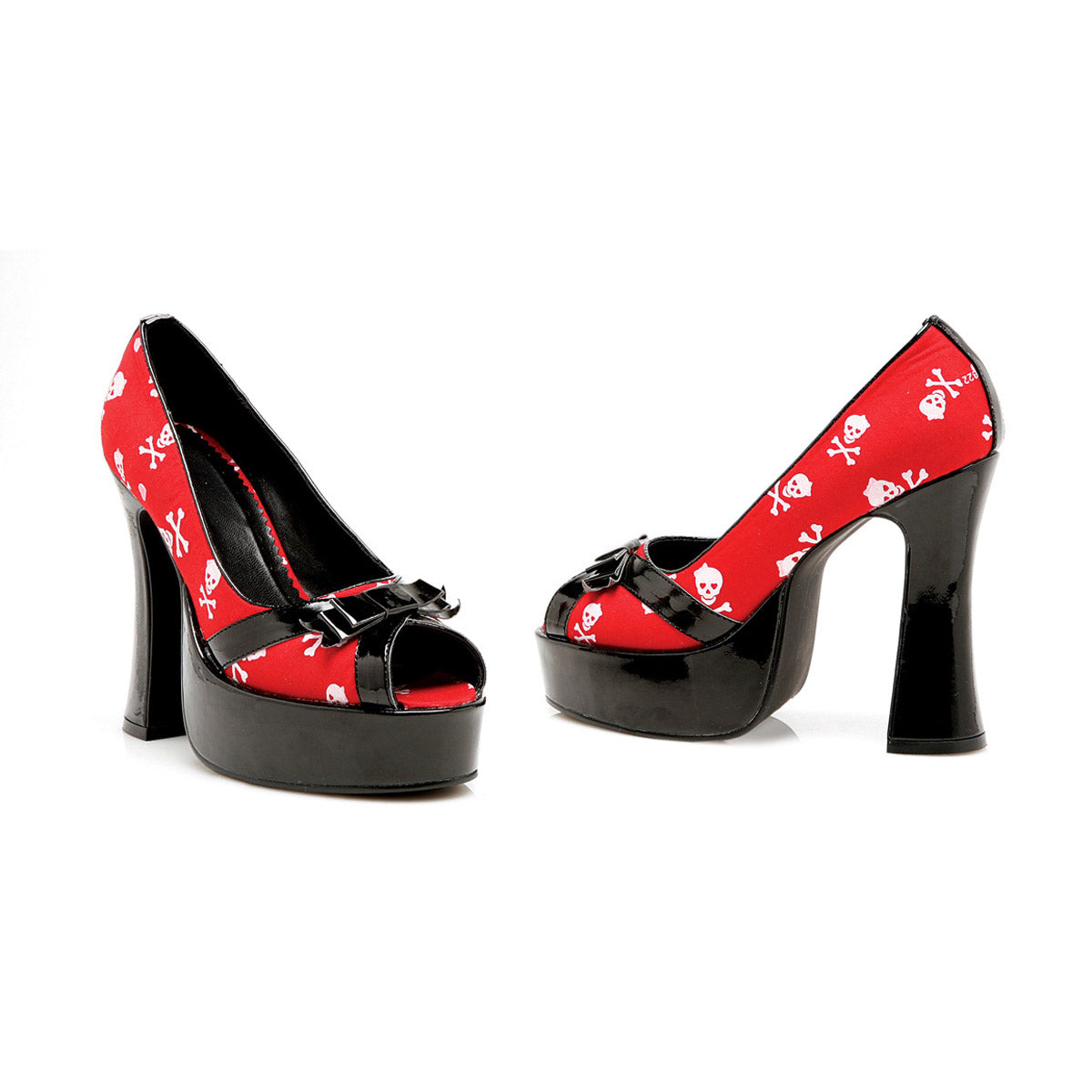 Satin Skull Print Platform Pumps Ellie  557/SKULLY Main image