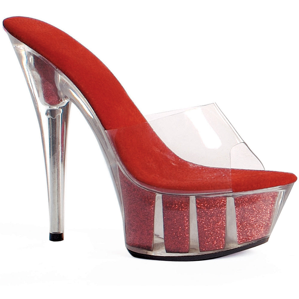 6" Pointed Stiletto Mule W/Glitter In Platform. Ellie ELLIE 609-GLITTER