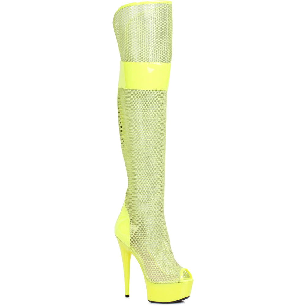 6 Peep Toe Thigh High Mesh  Boot Ellie ELLIE 609/IVY