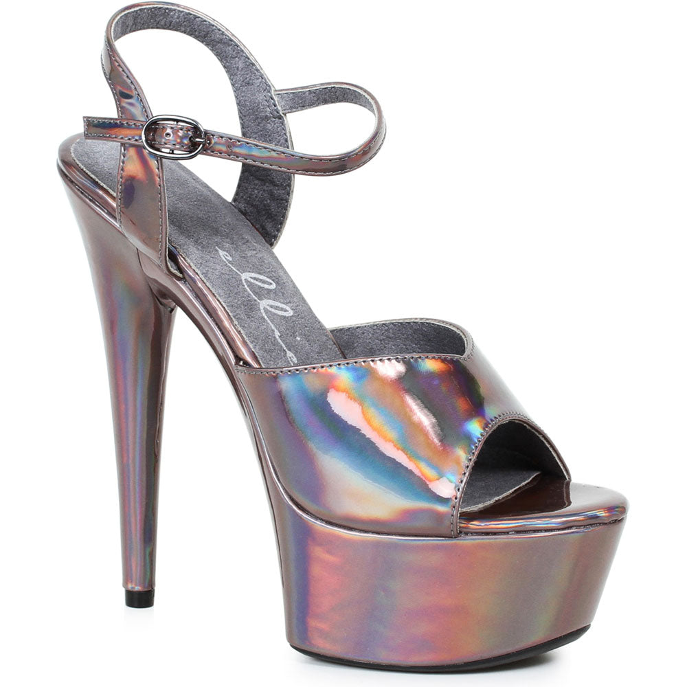 6" HEEL POINTED STILETTO SANDAL W/ METALLIC PLATFORM & UPPER Ellie  609/LOLA/PEWT Main image