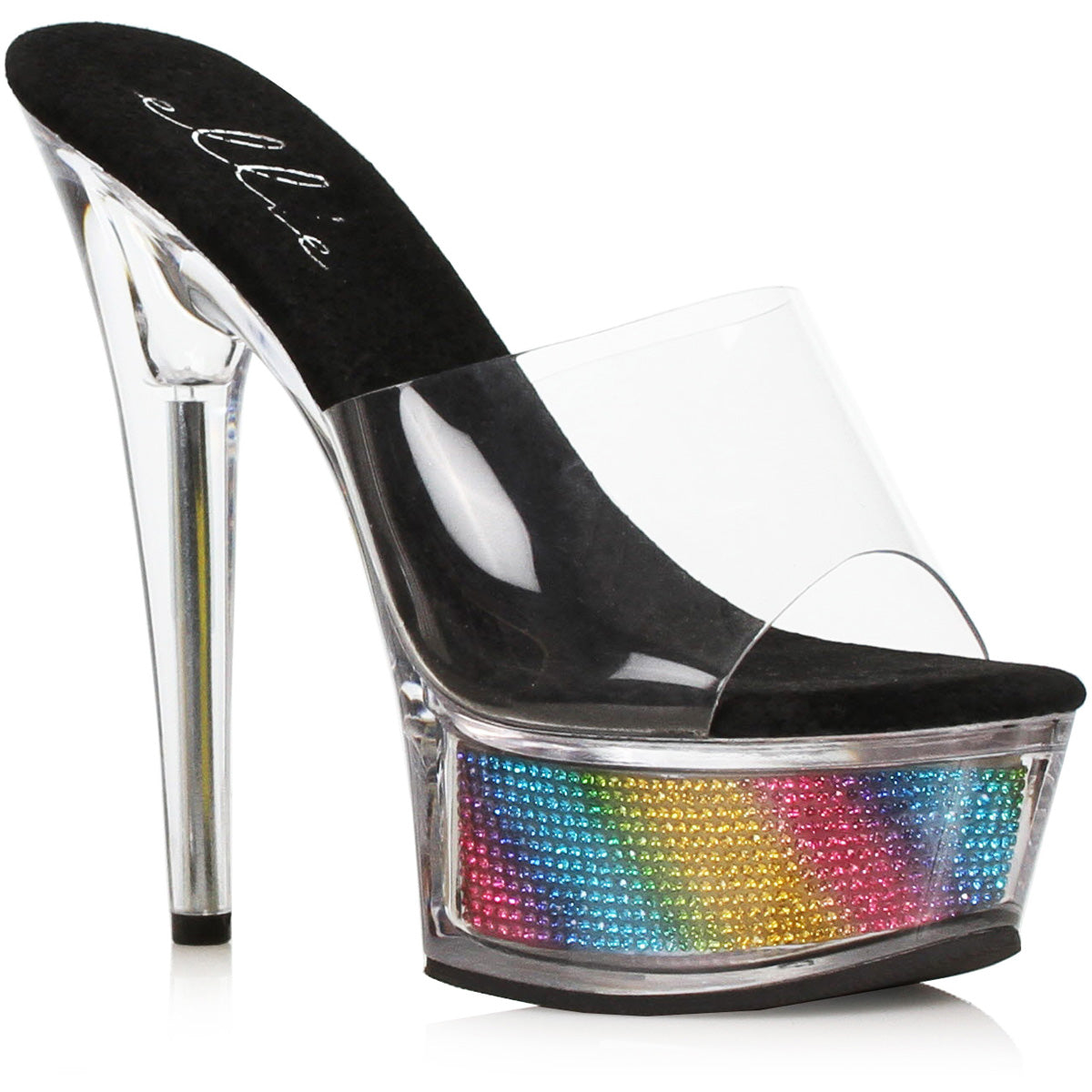 Ellie 6 Inch Heel Stiletto Platform Sandals with Rhinestone Accent Secondary image