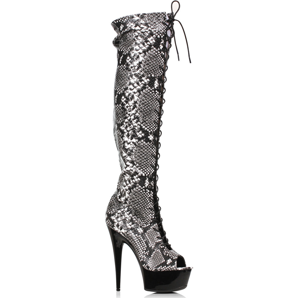 Ellie 6" Peep Toe Thigh High Lace-up Platform Stiletto Boots Secondary image