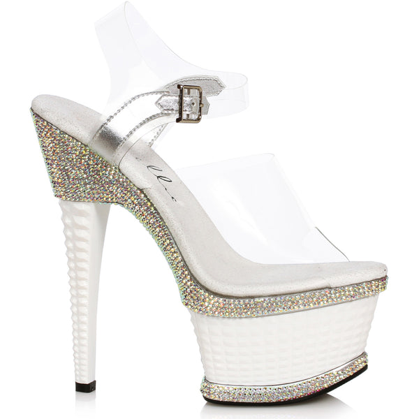 6" Heel W/Textured Platform & Rhinestone Accents Ellie  649/ANGEL