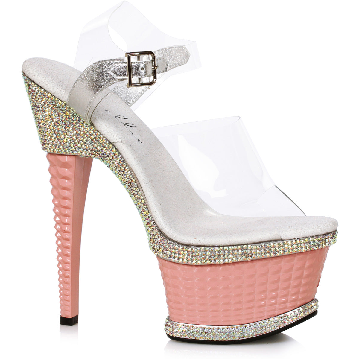 6 Heel W/Textured  Platform & Rhinestone Accents Ellie ELLIE 649/ANGEL