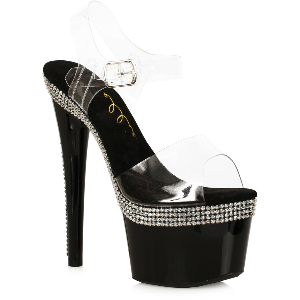 7 Pointed Stiletto Sandal W/Rhinestones On Platform. Ellie ELLIE 709/HATTIE