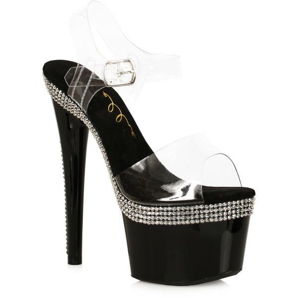 7 Pointed Stiletto Sandal W/Rhinestones On Platform. Ellie ELLIE 709/HATTIE