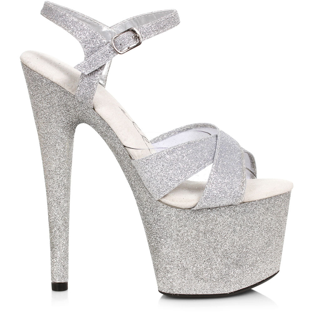 7" Heel Pointed Stiletto Glitter Platform and Upper Sandals Ellie  709-VICKY