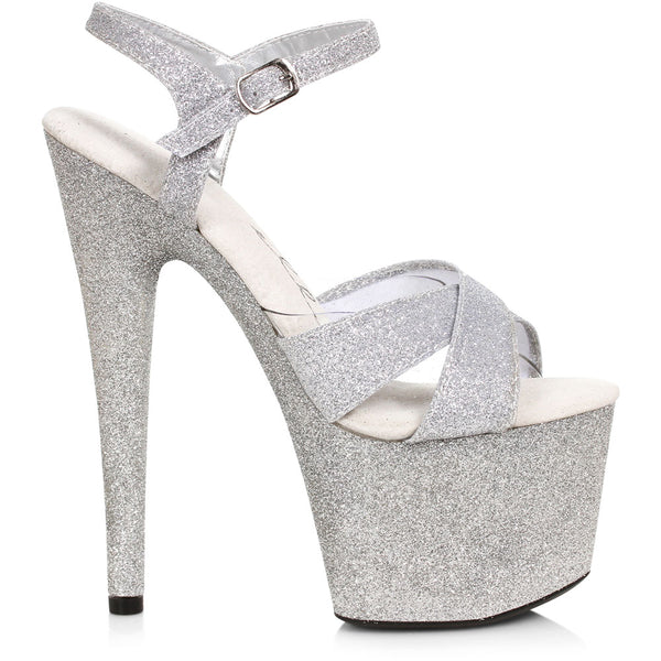 7" Heel Pointed Stiletto Glitter Platform and Upper Sandals Ellie  709-VICKY