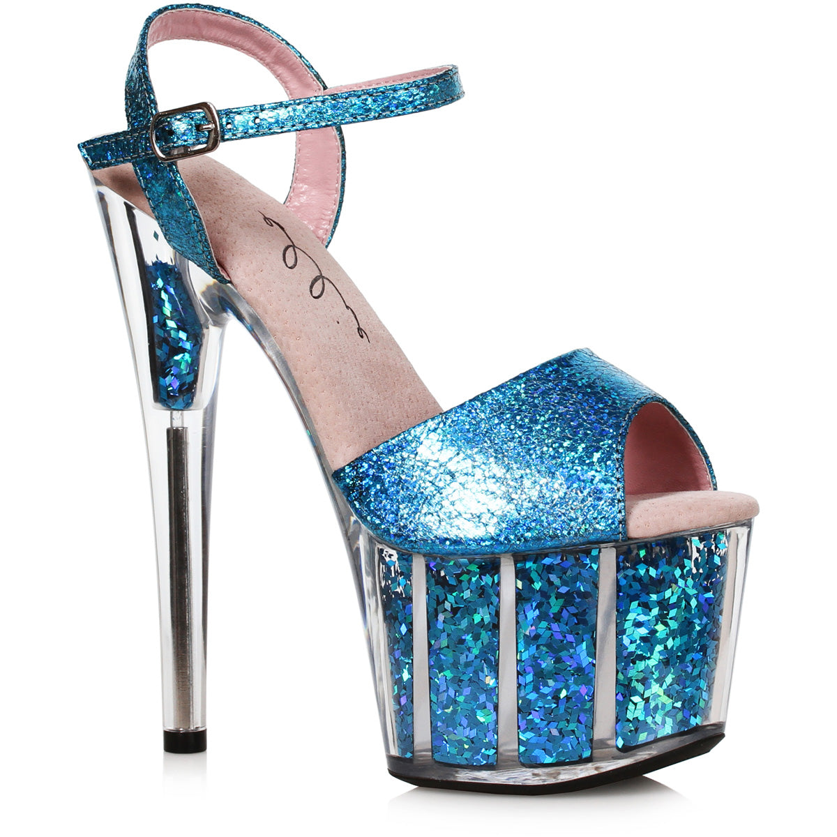 Ellie 7 Inch Heel Platform Sandals with Glitter Flakes for Women Secondary image