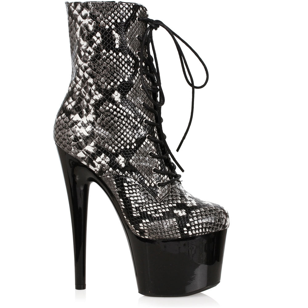 7" Stiletto Snakeskin Platform Ankle Bootsie With Laces Ellie  709-ZIA Main image
