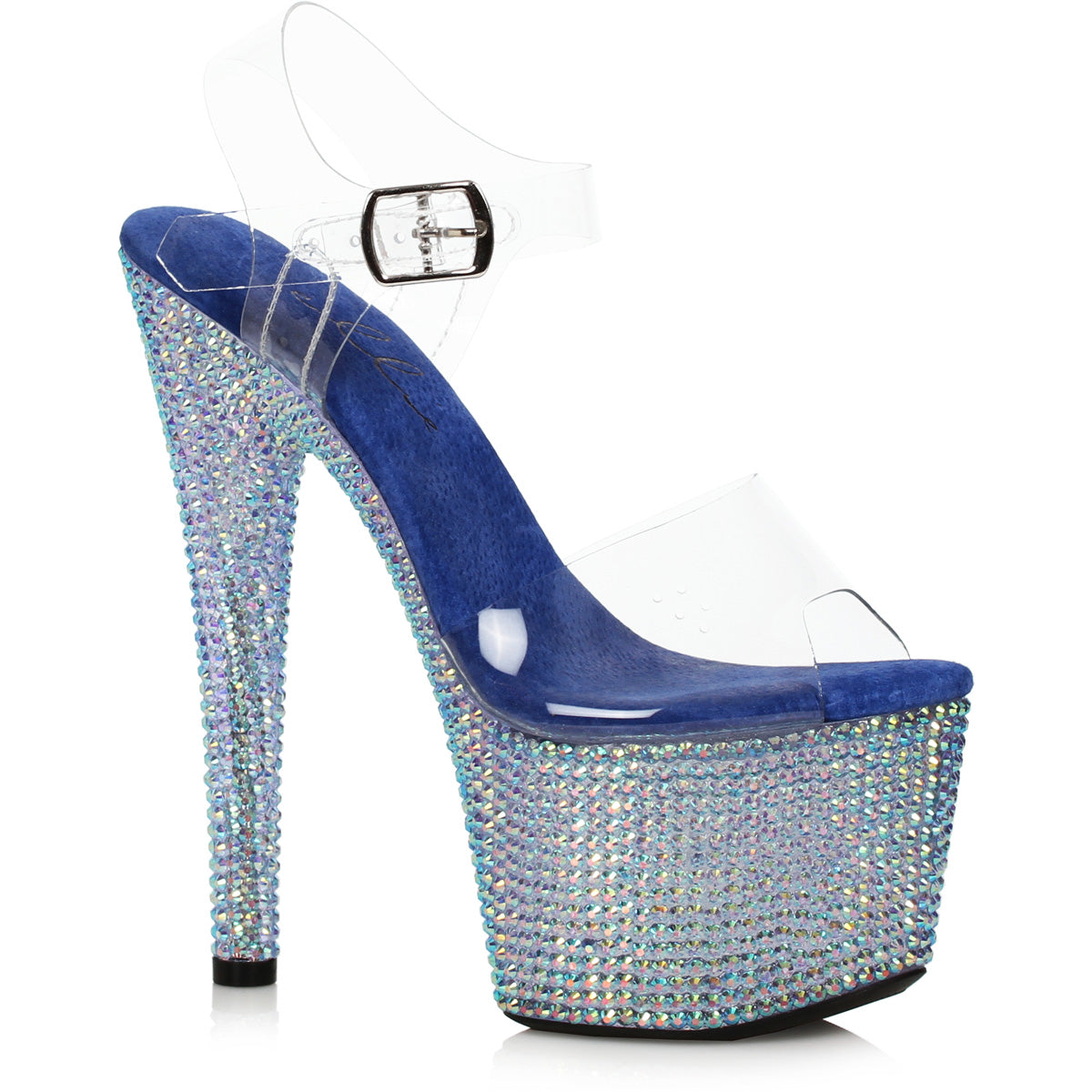 Ellie 7 Inch Stiletto Heel Platform Sandals with Multi-Color Rhinestones Secondary image