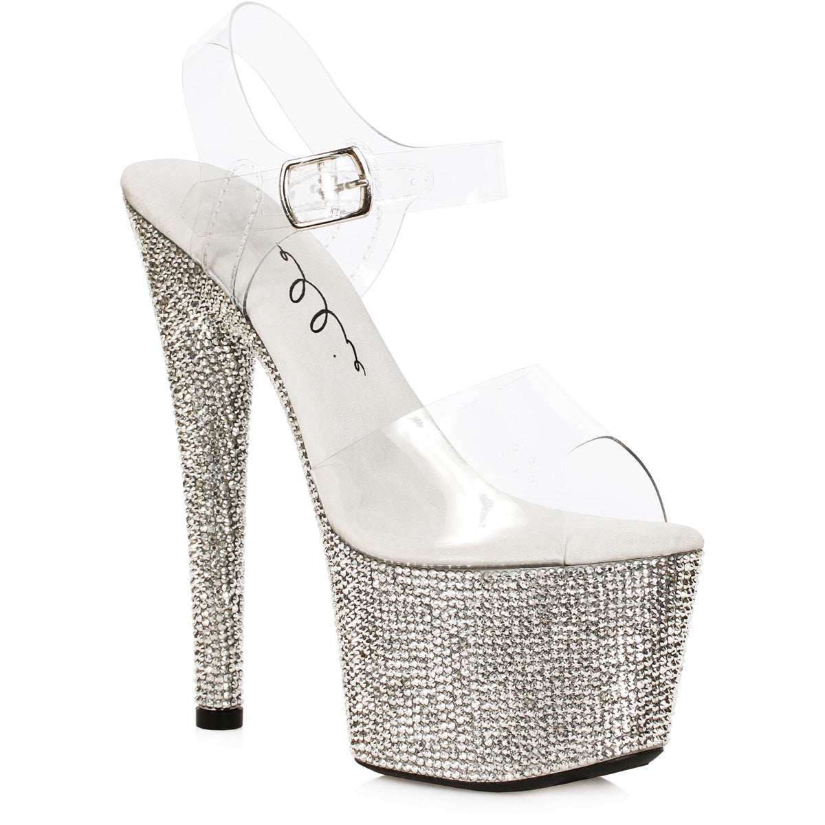 7" Heel Stiletto With Single-Color Rhinestone Platform Ellie  709/ZINA