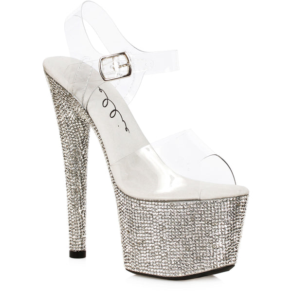 7" Heel Stiletto With Single-Color Rhinestone Platform Ellie  709/ZINA