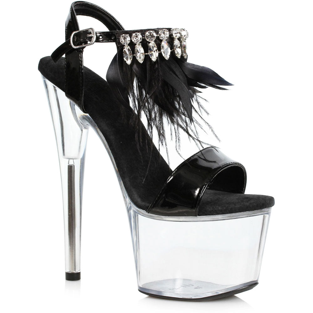 7 Feather And Rhinestone Sandal Ellie  709/ZAHRA/BLK