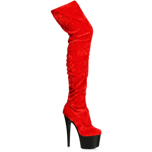 7" Heel Crushed Velvet Thigh High Boot Ellie  709/ZOEY