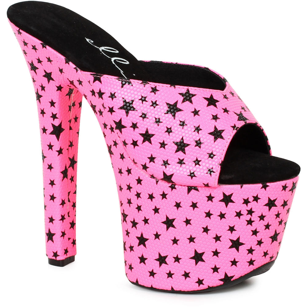7" Heel Mule Sandal With Star Print Ellie  711/GAZE/FUSH