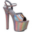7" HEEL POINTED STILETTO SANDAL W/ METALLIC PLATFORM & UPPER Ellie  711/LOLA/PEWT