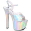 7" HEEL POINTED STILETTO SANDAL W/ METALLIC PLATFORM & UPPER Ellie  711/LOLA/SLV