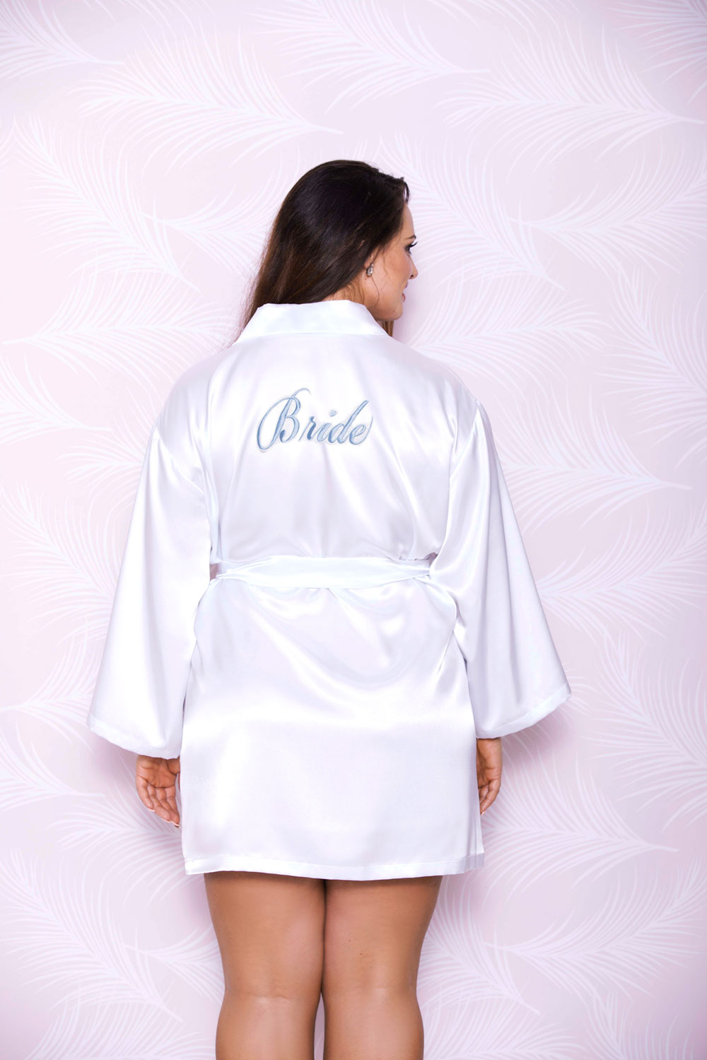 3/4 Sleeve Satin Robe W/ Bride Embr Icollection  7847X Main image