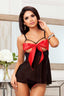Open Cup Babydoll With Peek-A-Boo Tie Bow Front Icollection  8222