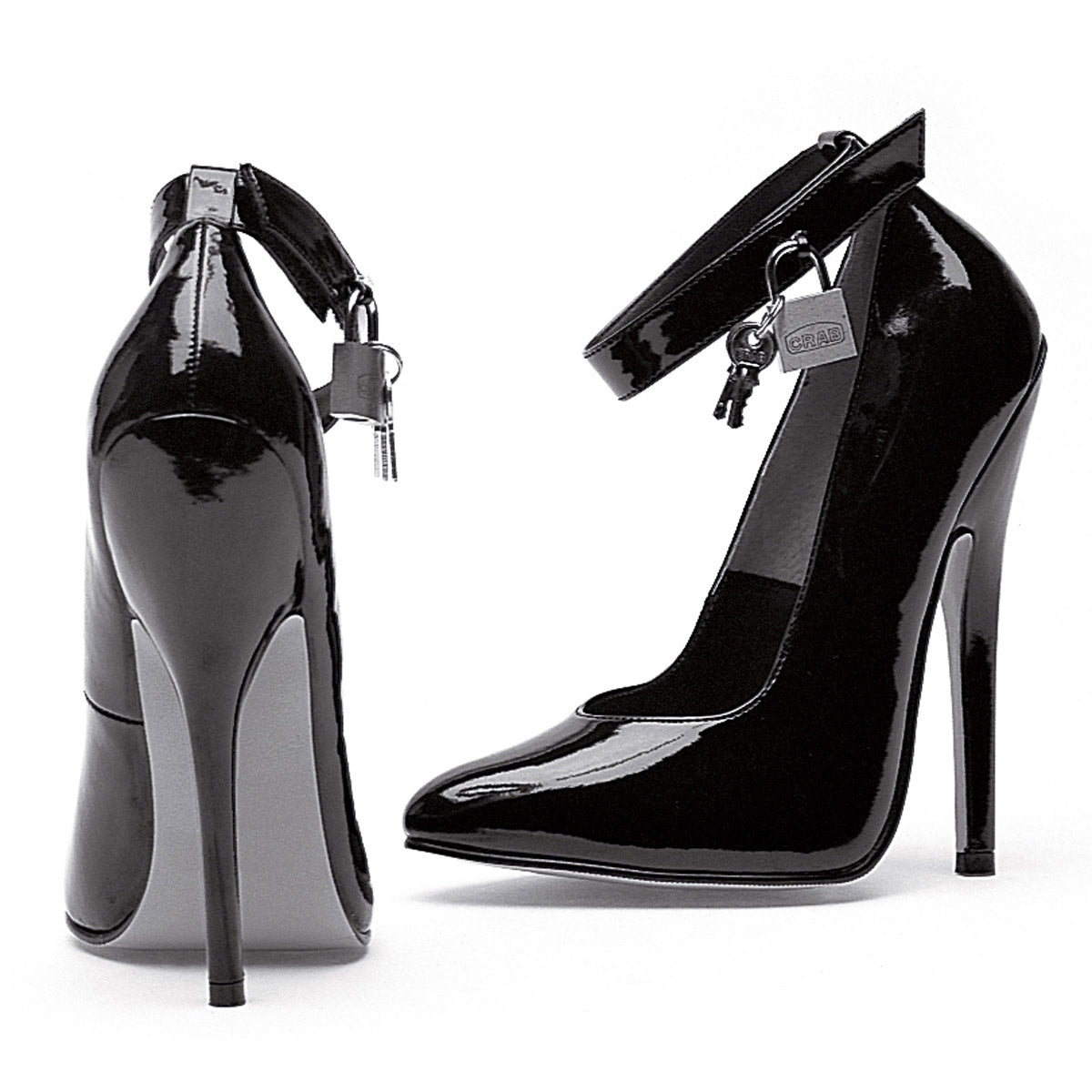 Lock & Key Ankle Strap Stiletto Fetish Pumps Ellie  8267