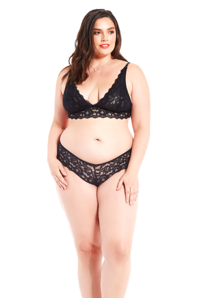 Lace Bralette with Hook and Eye Closure and Mesh Lining Secondary image