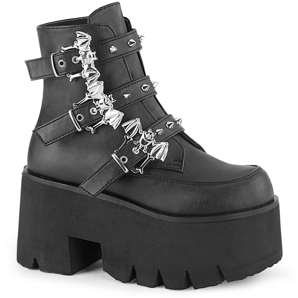 3 1/2" Chunky Heel, Cut Out Pf Ankle Boot Pleaser Demonia ASH55/BVL Main image