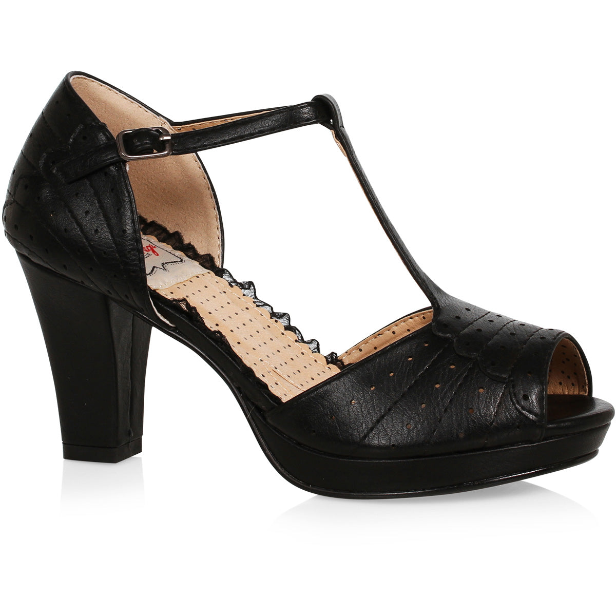 3 T-Strap Peep Toe Shoe Ellie Bettie Page BP303/FRANNIE Main image