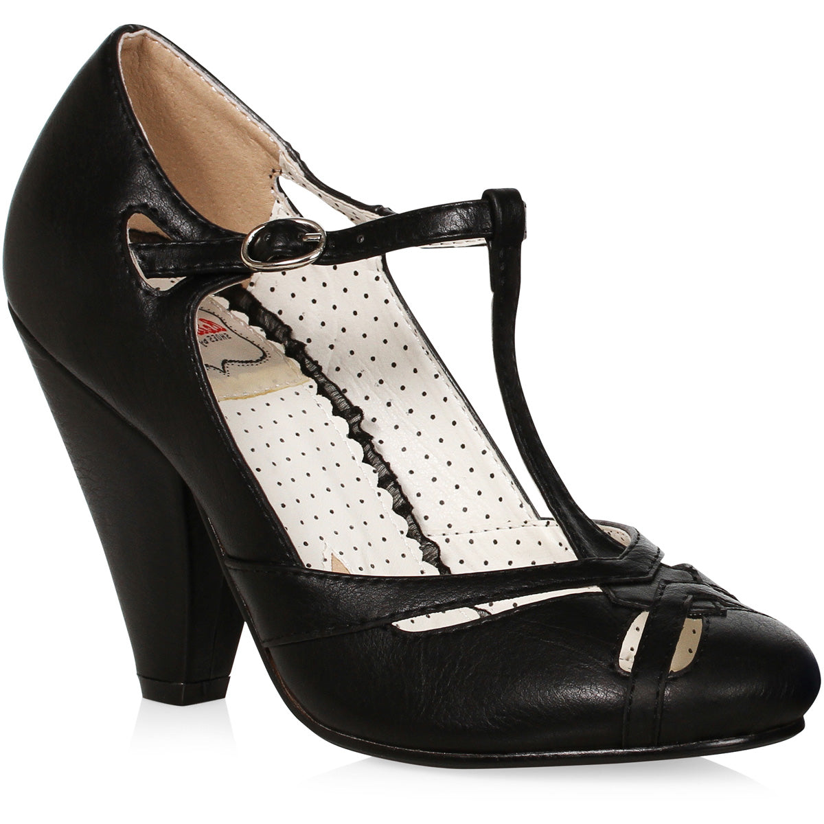 4 Cone Heel Closed Toe T-Strap Shoe Ellie Bettie Page BP403/HARLEY Main image