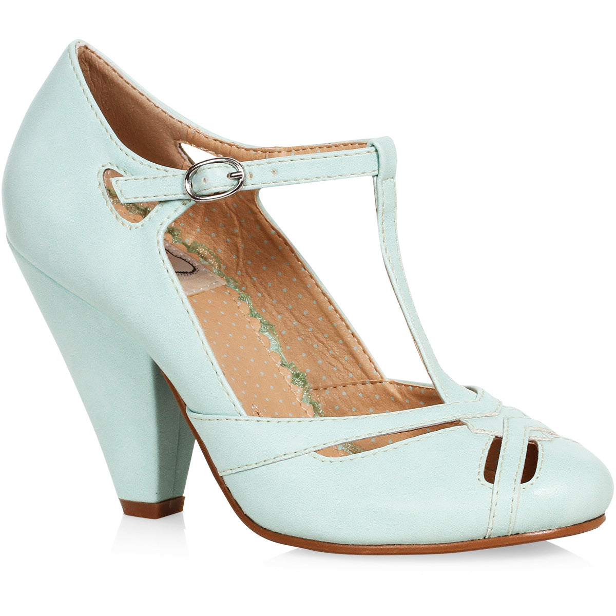 Bettie Page 4-Inch Cone Heel Closed Toe T-Strap Women's Shoes Secondary image
