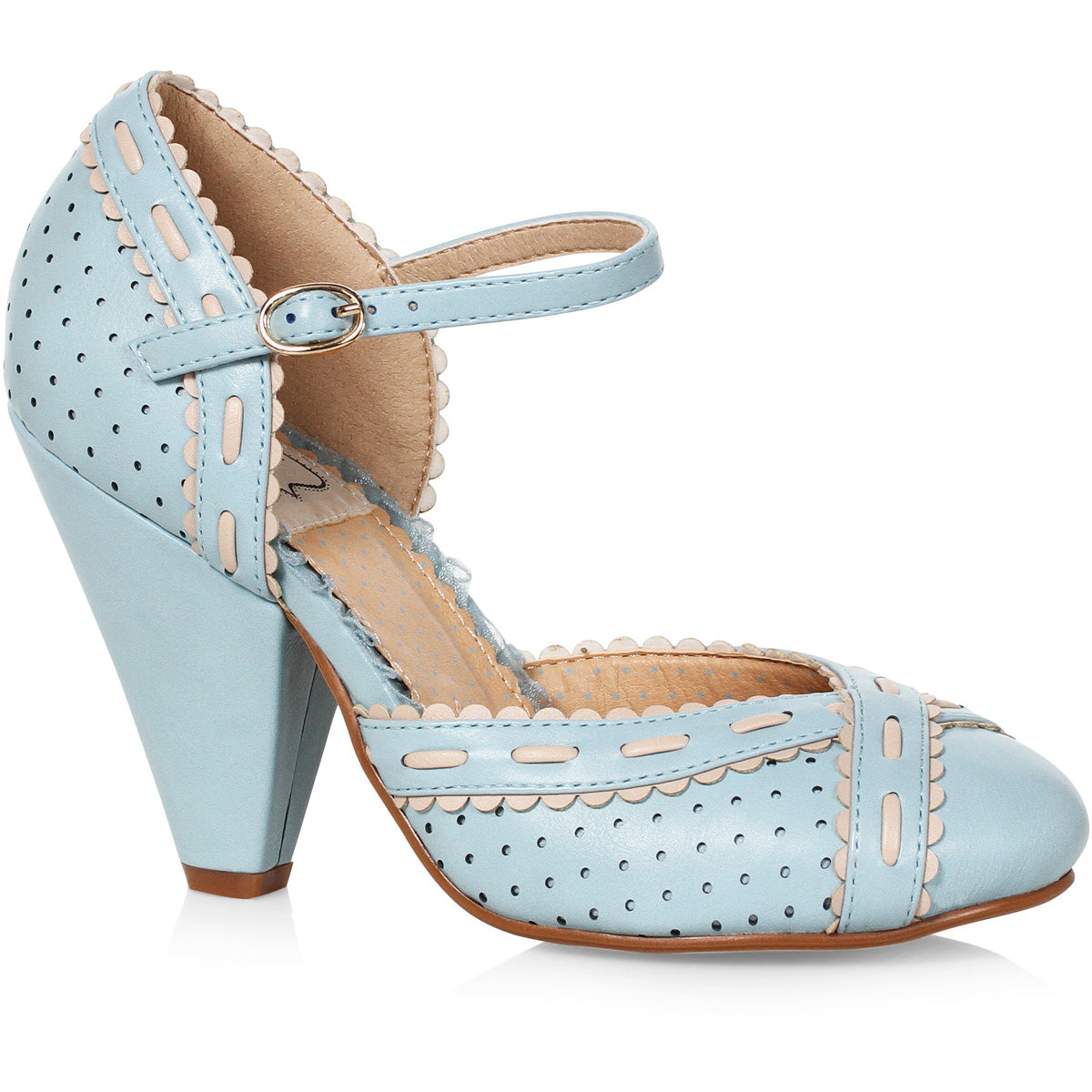 Bettie Page Sidney 4" Heel Two Tone Closed Toe Mary Jane Pumps Secondary image