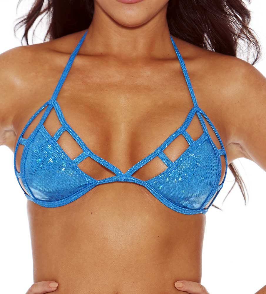 Shirley of Hollywood Bedazzled Strappy Triangle Bikini Top for Women