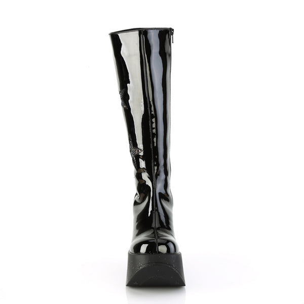 5" Star Cutout Pf Wedge Knee High Boot, Inside Zip Pleaser  DYN600/B-BMCG